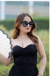 black cotton midi dress